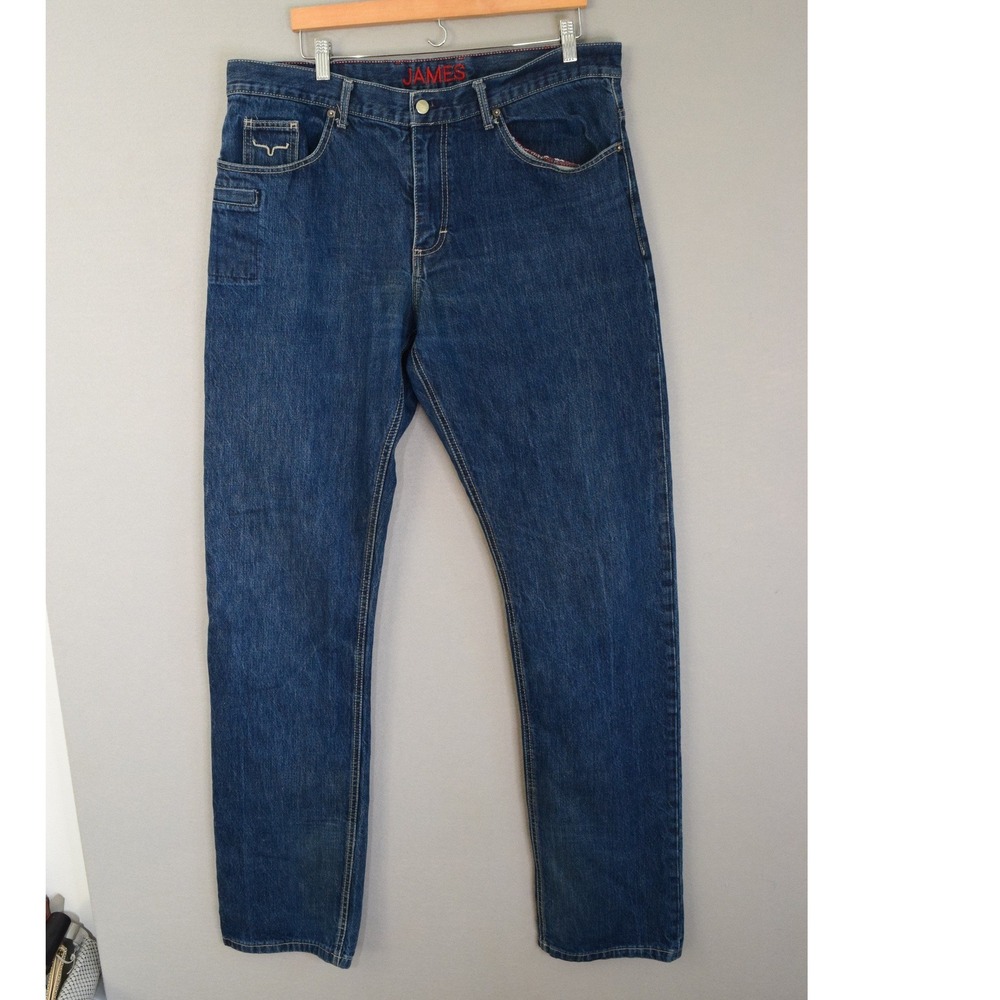 Kimes Ranch James Jeans 38/38 Blue Straight Leg Dark Wash Mens Western Denim USA